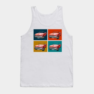 Classic Sixties Era Red Car Collage Vintage Auto Style Wheels Tank Top